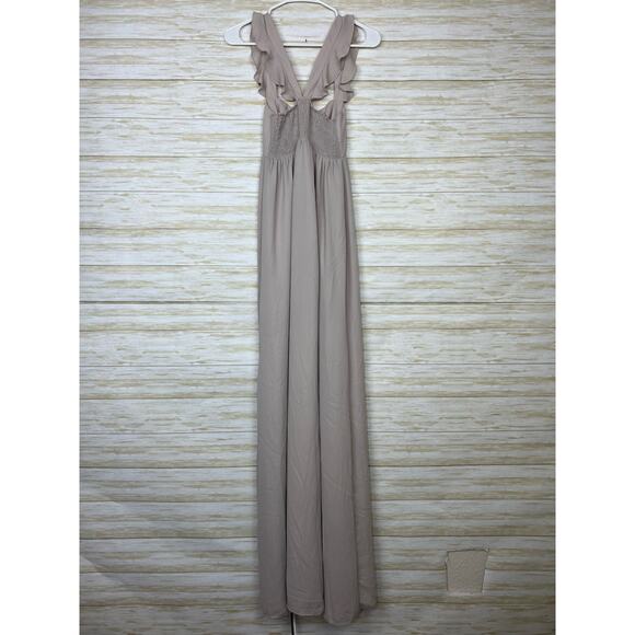 Show Me Your MuMu June Maxi Dress Soft Beige Chiffon - Picture 9 of 9